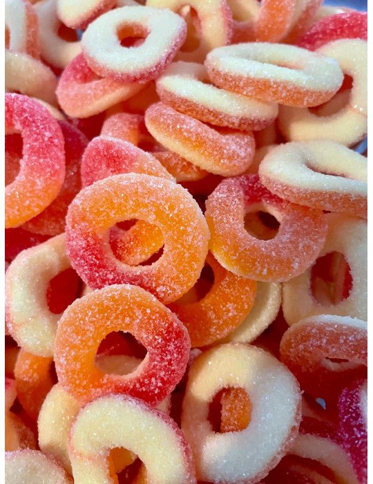 Anneaux sucrés goût pêche -100g