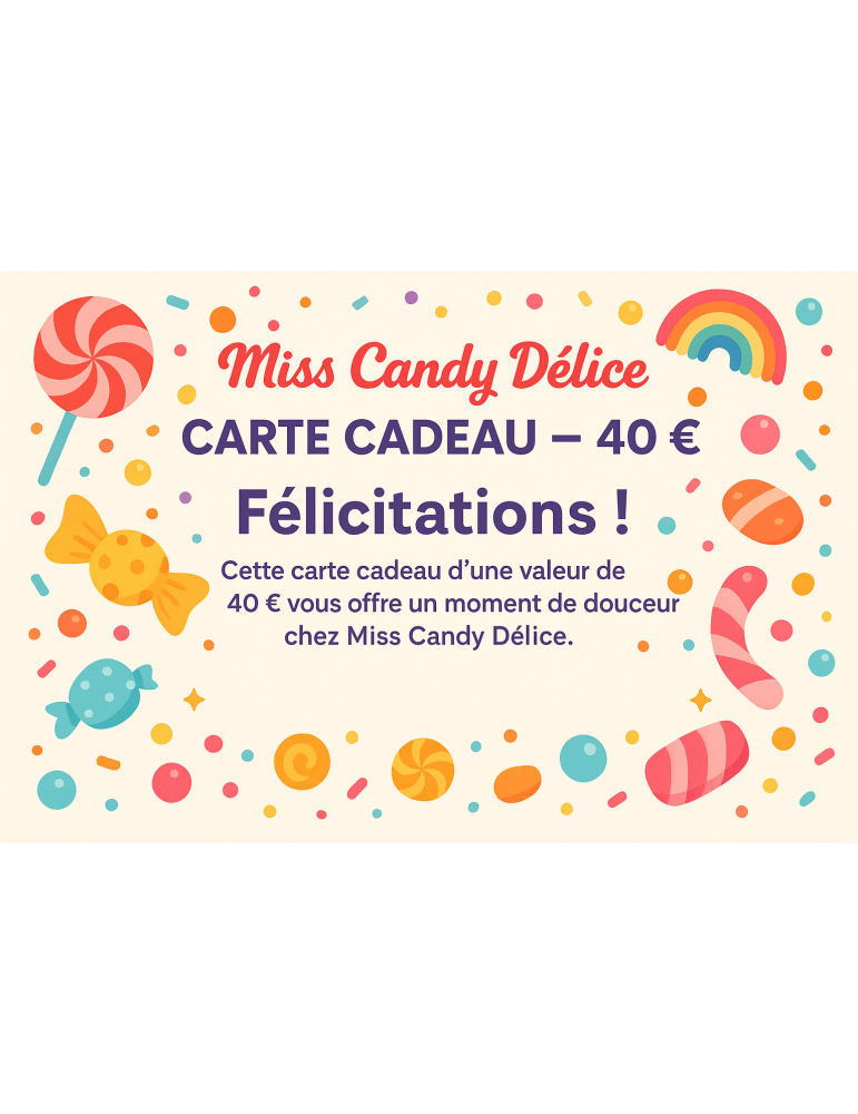 Carte cadeau Miss Candy 30 euros